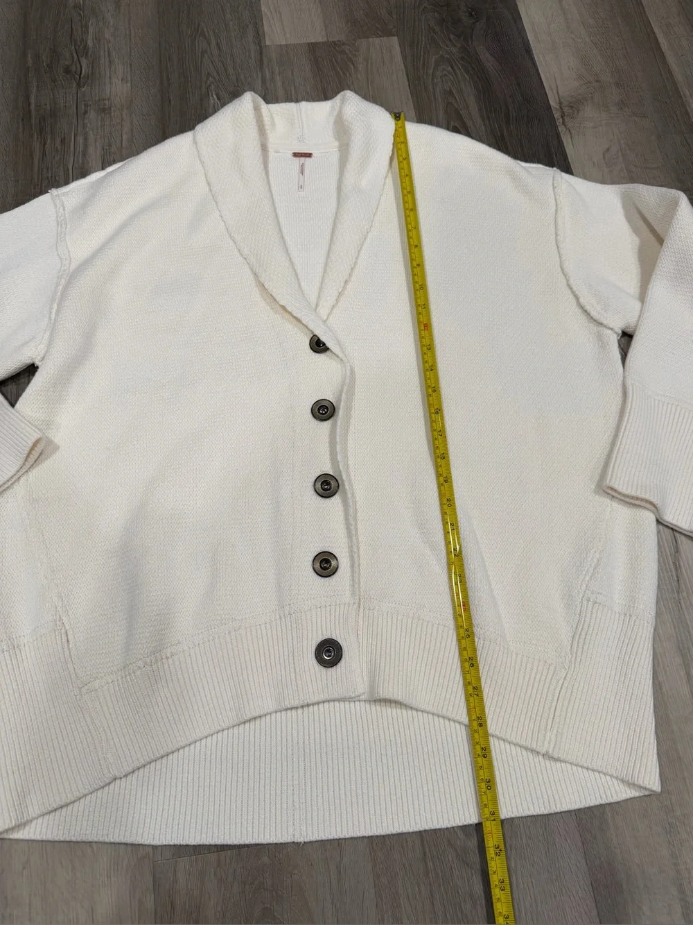 Free People Cream Shawl Collar Button Cardigan